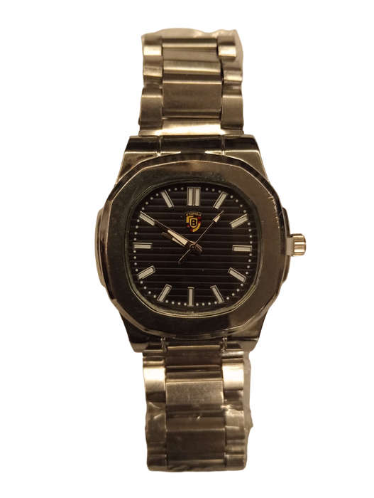 Stunning Mens Analogue Watch - Stylish& Simple  Black/Blue Face With Steel Band -Classic Shape Face