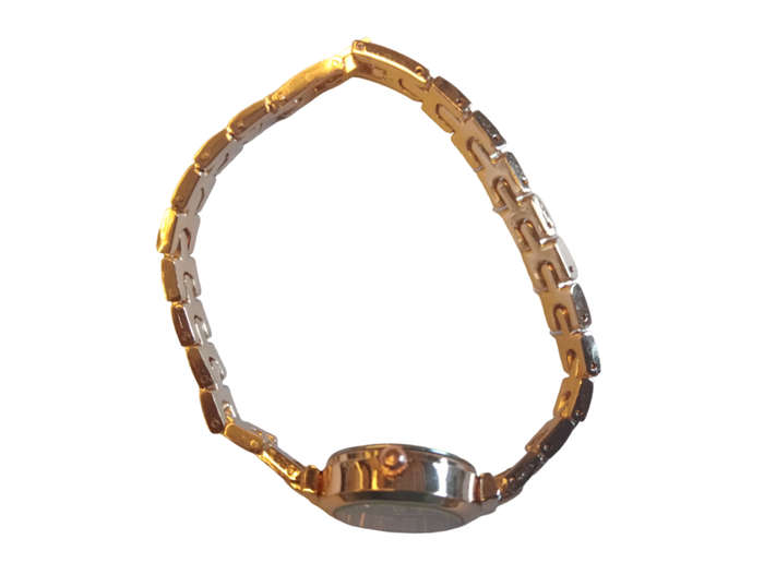 Analogue Watch Bracelet For Women - 10k Black Face With Steel Bracelet Band