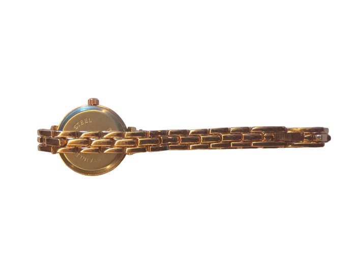 Analogue Watch Bracelet For Women - 10k Black Face With Steel Bracelet Band