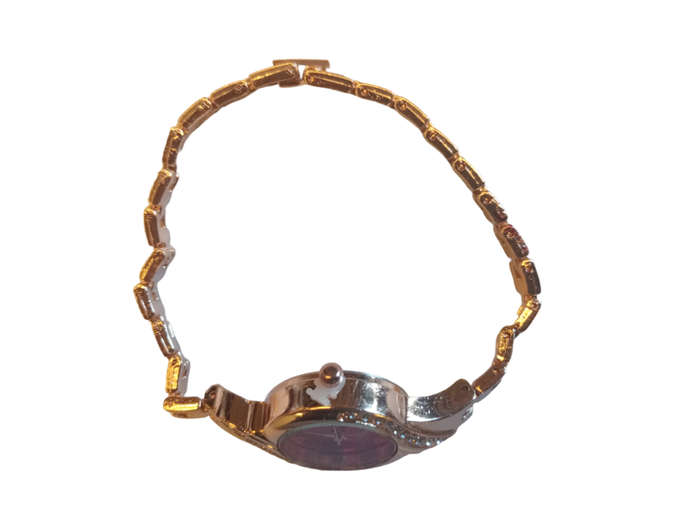 Analogue Watch Bracelet For Women -Red  Face With Eiffel Tower Emblem With Steel Bracelet Band