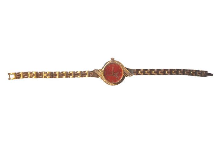 Analogue Watch Bracelet For Women -Red  Face With Eiffel Tower Emblem With Steel Bracelet Band