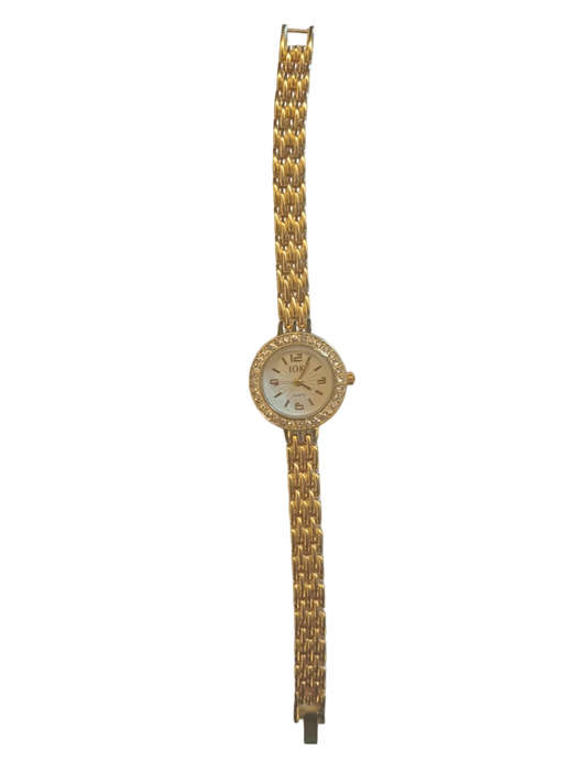 Analogue Watch Bracelet For Women White  Face With Gold Plated Steel Bracelet Watch Strap and Crytal