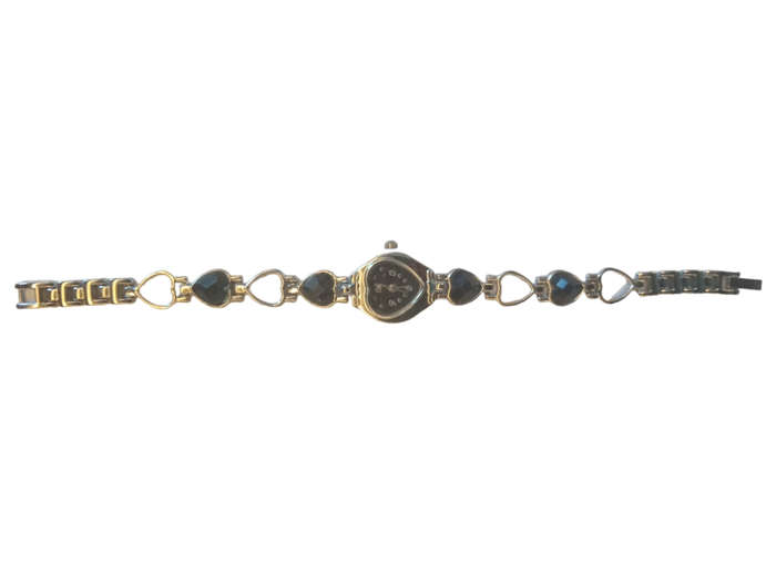 Analogue Watch Bracelet For Women Heart Shaped Face Black With Steel Bracelet Heart Shaped