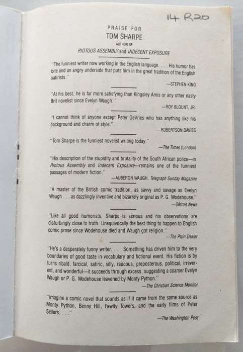 RIOTOUS ASSEMBLY - TOM SHARPE (Paperback) [Set in South Africa]