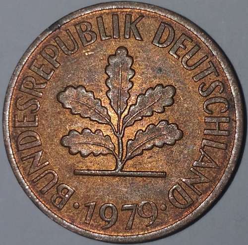 1979 G - 2 PFENNIG - TWO PFENNIG - GERMANY - FEDERAL REPUBLIC - (Copper Plated Steel)