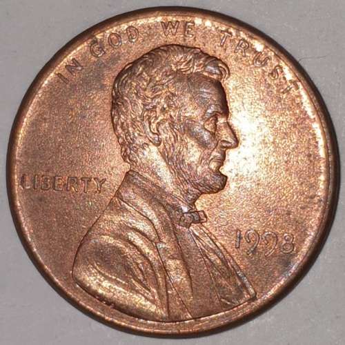 1998 - 1 CENT - LINCOLN MEMORIAL CENT (PENNY) - ONE CENT - PHILADELPHIA MINT - USA