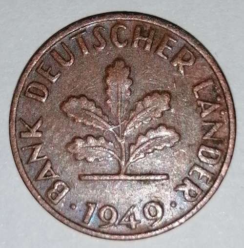 1949 J  - 1 PFENNIG - ONE PFENNIG - GERMANY - FEDERAL REPUBLIC - (Copper Plated Steel)
