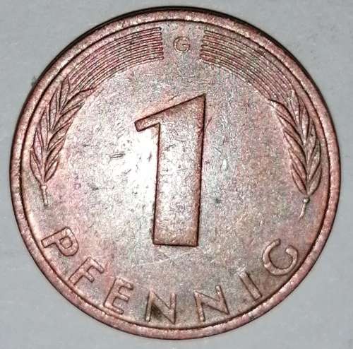 1976 G - 1 PFENNIG - ONE PFENNIG - GERMANY - FEDERAL REPUBLIC - (Copper Plated Steel)