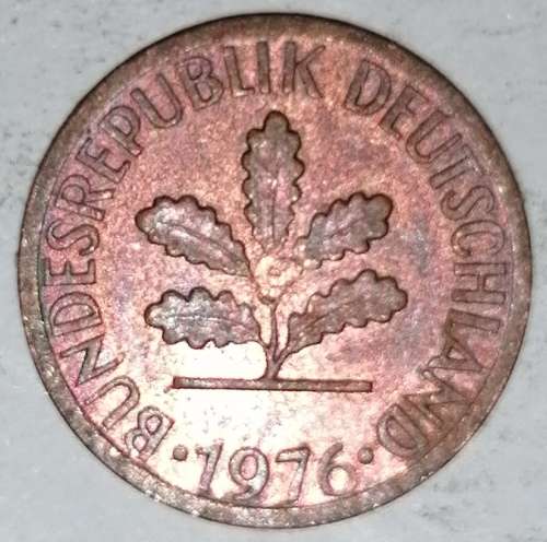 1976 J - 1 PFENNIG - ONE PFENNIG - GERMANY - FEDERAL REPUBLIC - (Copper Plated Steel)
