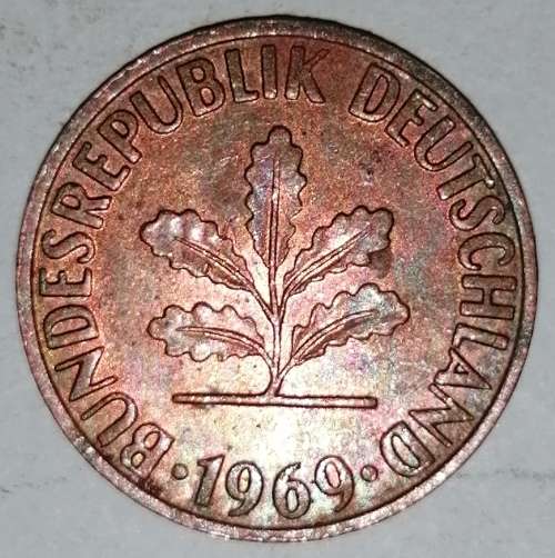 1969 F - 2 PFENNIG - TWO PFENNIG - GERMANY - FEDERAL REPUBLIC - (Copper Plated Steel)