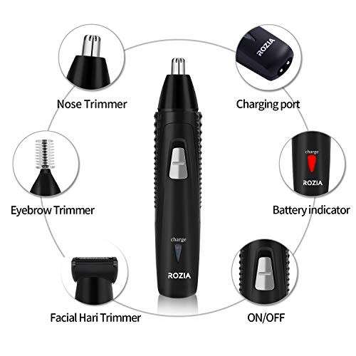ROZIA 3in1 Nose Trimmer Kit,Hair Clipper Facial Care Tool Portable Shaver Cutting Kit Set Recharge