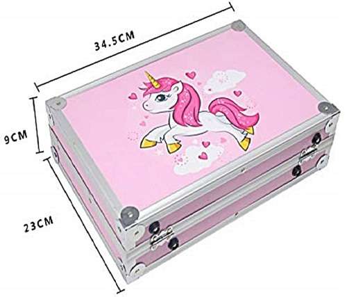 145Pcs Unicorn Kids Painting & Drawing Art Set With Aluminium Case - Blue