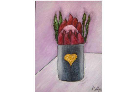 Pink Protea with Yellow Heart