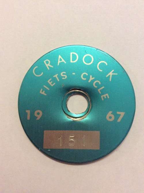 FIVE 1960s TIN BICYCLE LICENSE DISCS FROM CRADOCK - RARE INDEED - BID PER LICENSE FOR THE LOT -