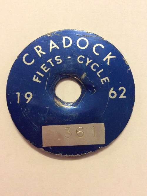 FIVE 1960s TIN BICYCLE LICENSE DISCS FROM CRADOCK - RARE INDEED - BID PER LICENSE FOR THE LOT -