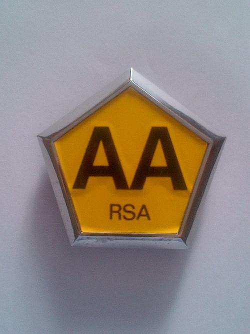 AA MOTOR BADGE - LIGHT METAL FRAME & PLASTIC BACKING AND STICKER