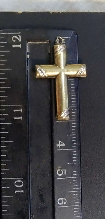 `HOLLOW GOLD CROSS` Pendant set in 9CT White and Yellow Gold.