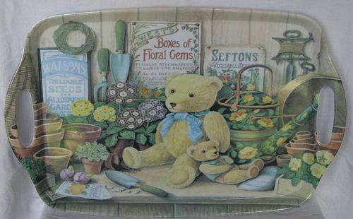 MELAMINE COFFEE / TEA TRAY WITH TEDDY BEAR PATTERN
