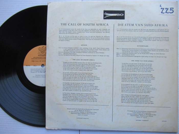 DIE STEM VAN SUID AFRICA - THE CALL OF SOUTH AFRICA - RSA - VG / VG+