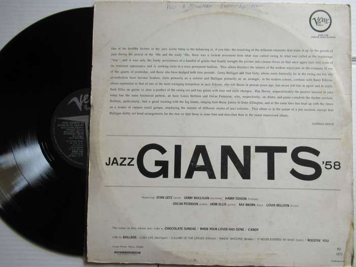 GETZ MULLIGAN  EDISON  BELLSON AND THE OSCAR PETERSON TRIO - JAZZ GIANTS - RSA -VG- /VG