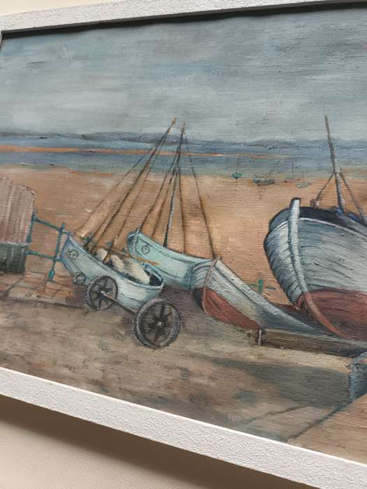 Oil painting V Ellis Boats Harbour