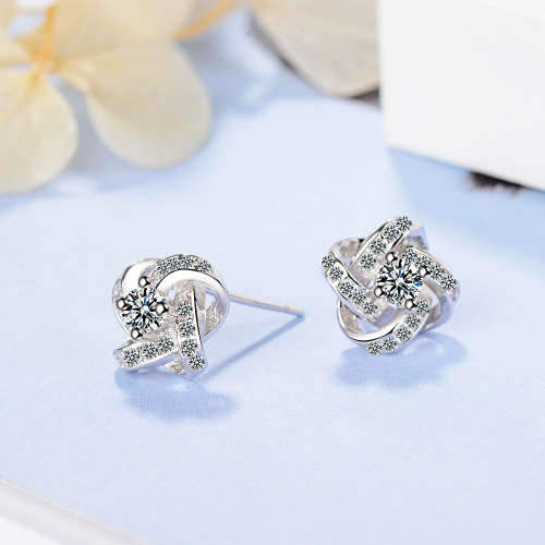 Four Leaf Clover Choker Earrings  Flower 925 Sterling Silver Jewelry