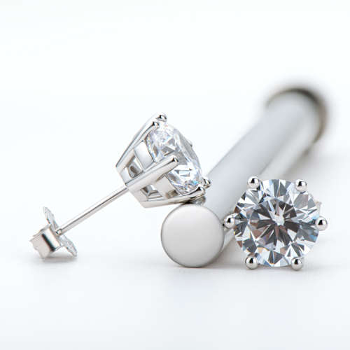 Solitaire  1.00ct Moissanite D/VVS1  Earring Set in Sterling Silver **Certified*