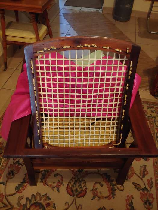 ANTIQUE MATCHING MORRIS CHAIRS  SOUTH AFRICAN STINKWOOD with free matching riempie stoel