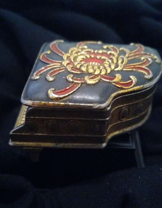 Rare Antique Collectable Oriental made Piano Trinket Box  5 cm x 4.5 cm x 3 cm Height