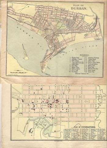 PLAN OF DURBAN & PIETERMARITZBURG MAPS