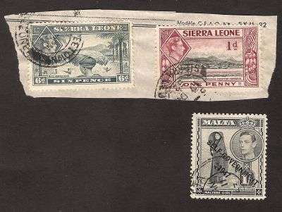 KGVI SIERRA LEONE 1d "RED LINE THROGH VALUE" MALTA "23949"-Used