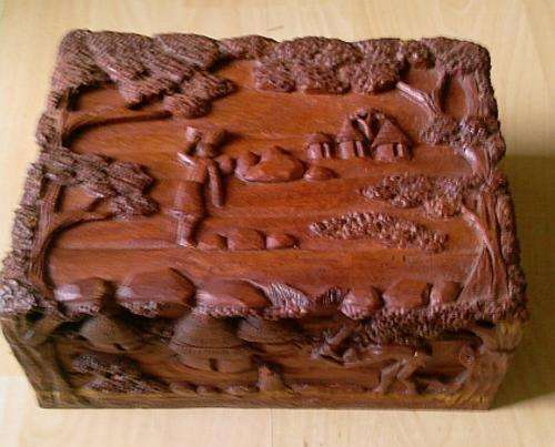 African art kiaat jewellery case