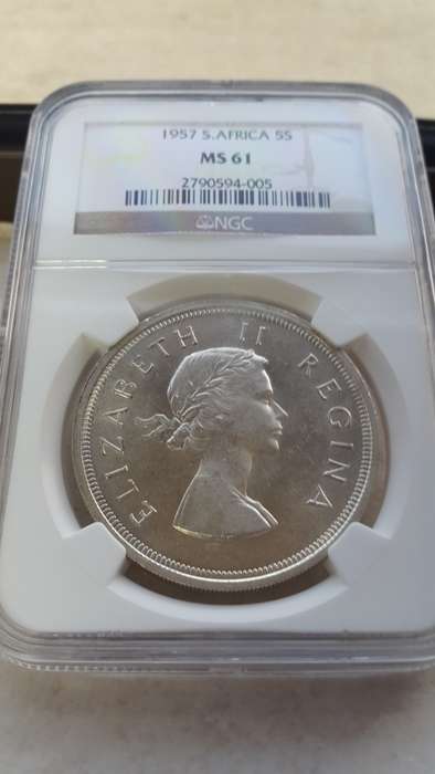 1957 SA UNION CROWN  GRADED  MS 61  BY NGC