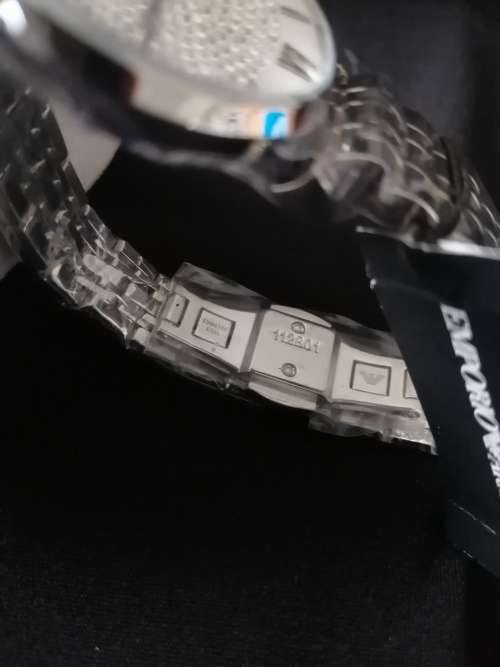 EMPORIO ARMANI WHITE CRYSTAL PAVE DIAL LADIES WATCH (AR1925)