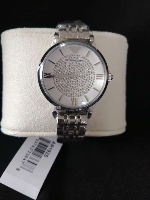 EMPORIO ARMANI WHITE CRYSTAL PAVE DIAL LADIES WATCH (AR1925)