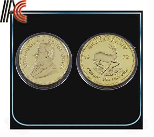 1OZ Fine Gold-Plated Year 1972 Krugerrand COPY Coin - ENCAPSULATED