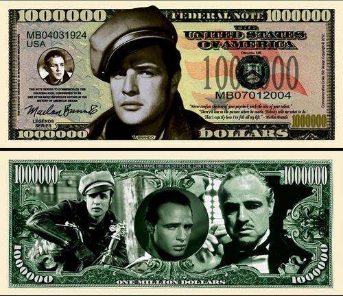 IN MEMORY OF MARLON BRANDO MILLION DOLLAR BILL