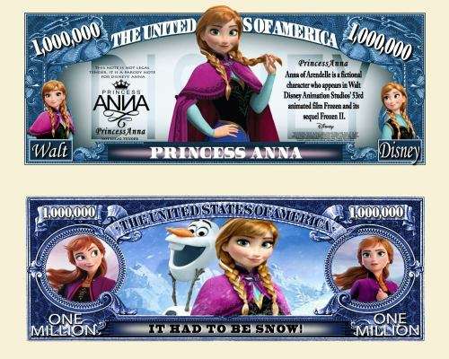 PRINCESS ANNA NOVELTY MILLION DOLLAR BILL