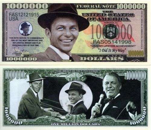 FRANK SINATRA NOVELTY MILLION DOLLAR BILL