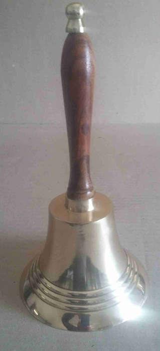 Hand bell school bell solid brass 12cm diameter