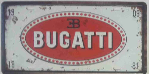 Bugatti metal license plate