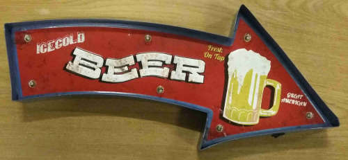 Beer, metal light sign.