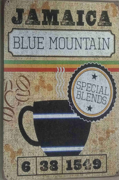 Jamaica Blue mountain, coffee metal sign.