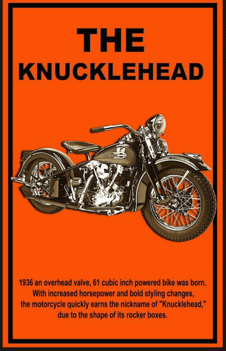 Harley-Davidson The knucklehead BIG metal sign. 67 x 43cm