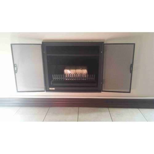 Surface mounted fire screen with double opening doors. 100 x 80cm