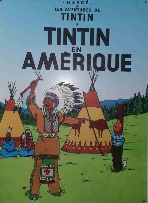 Tintin, Tintin En Amerique vintage/ retro Marvel comics metal sign