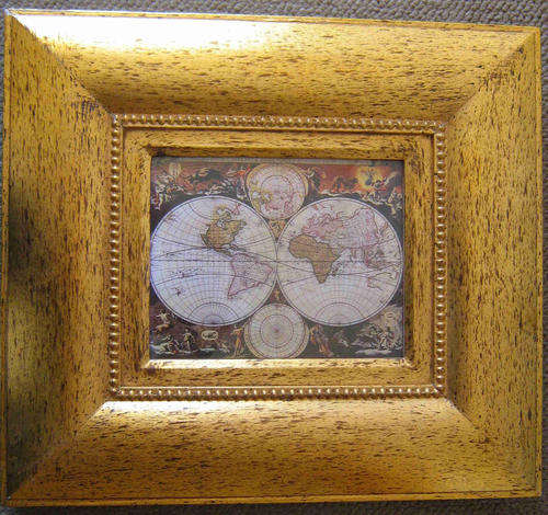 Framed Vintage style world map.