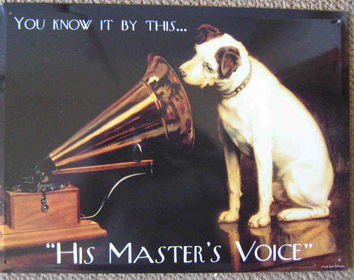 His Masters voice Vintage style metal sign                                               mt17