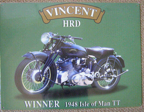 Vincent HRD motor cycle metal sign                                                          mt25