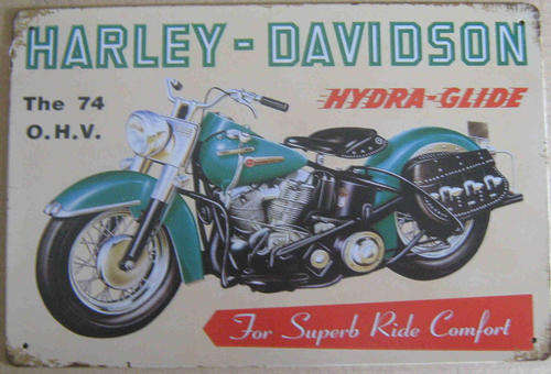 Harley Davidson Hydra Glide distressed metal sign